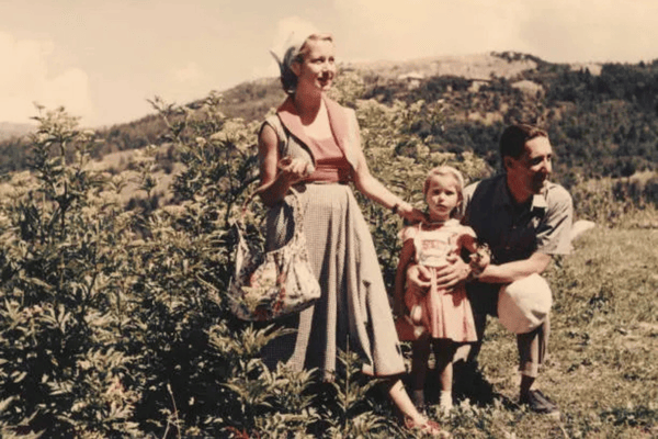 Vintage family photo showing aging effects